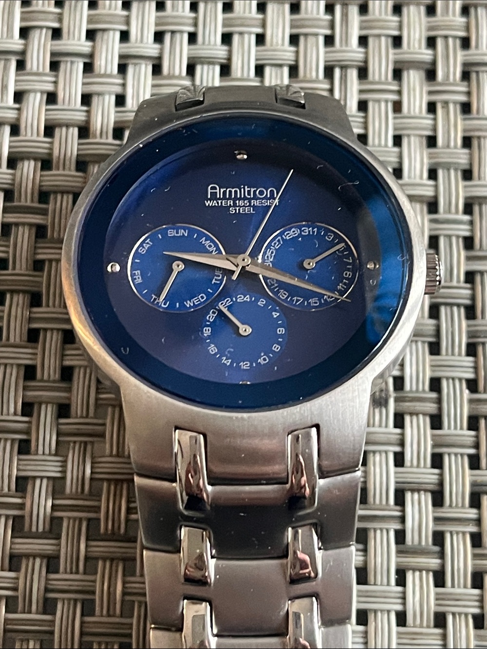Armitron Silver-Tone Men’s Watch with Blue Dial